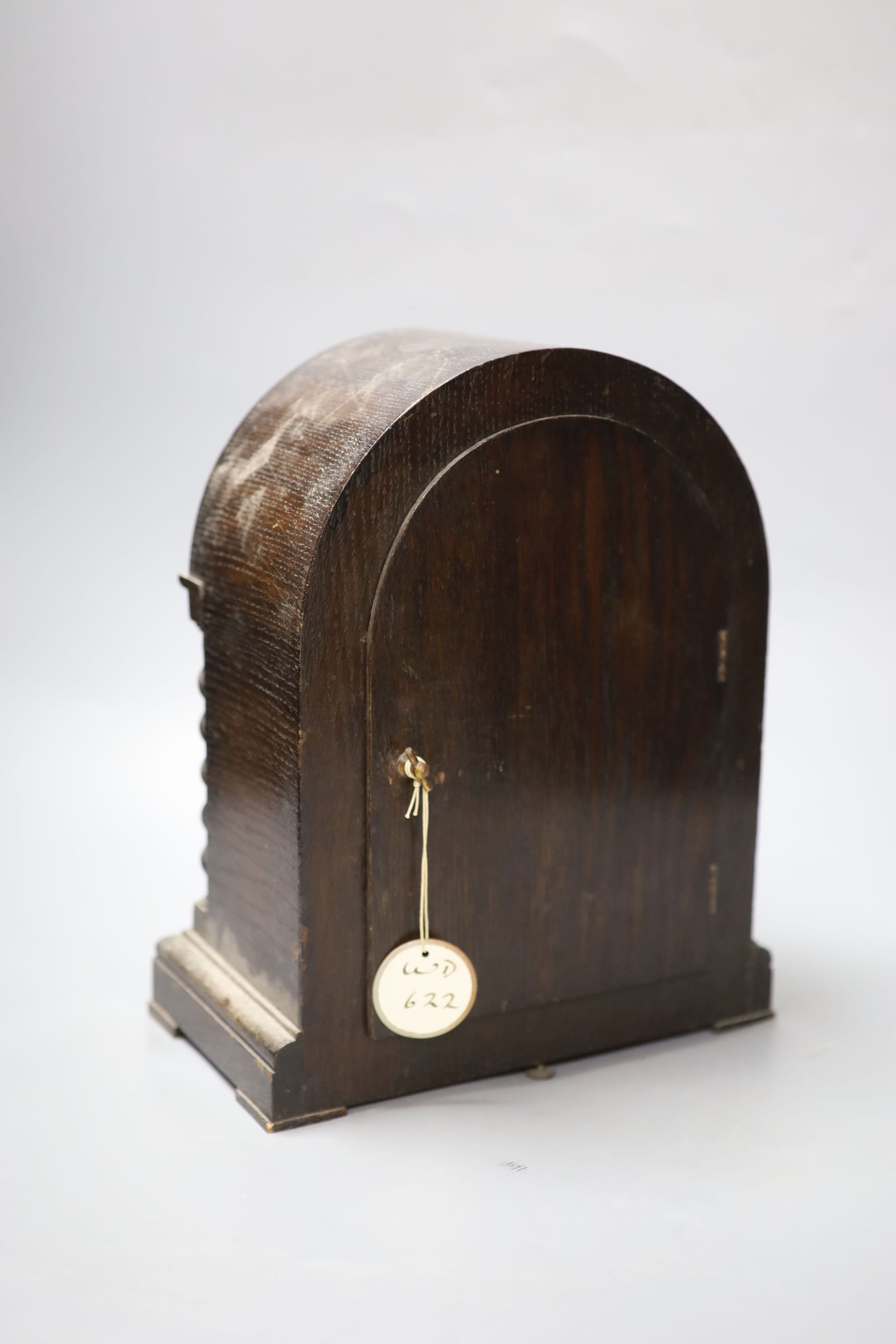 A Bulle oak cased electric mantel clock, height 29cm